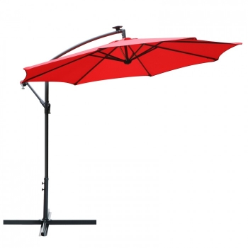 Umbrelă de grădină heron roșu cu iluminare cu LED-uri